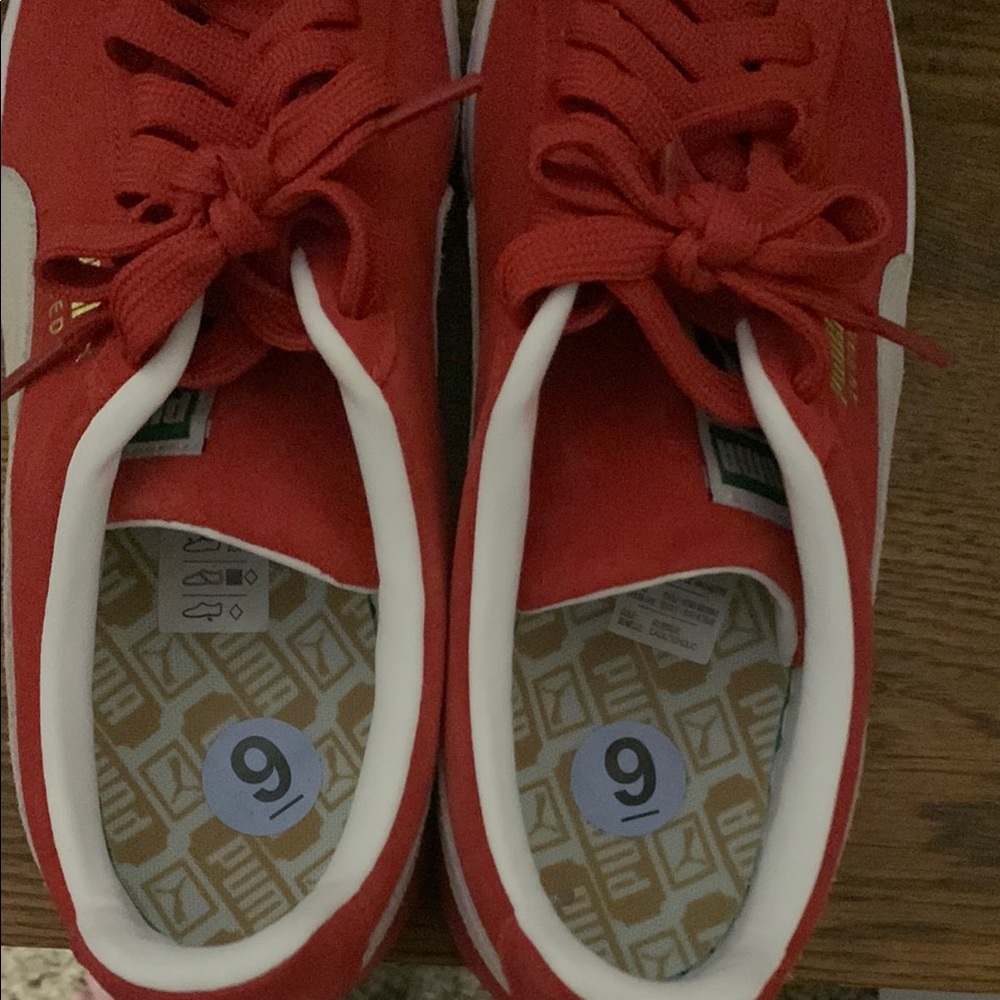 Puma Red and White Suede Sneakers - Picture 9 of 11